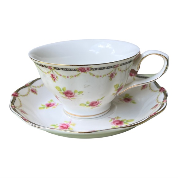 Grace Tea Ware Rose Teacup Saucer Set of Two Beautiful Rose Vintage Bone China - Picture 8 of 13